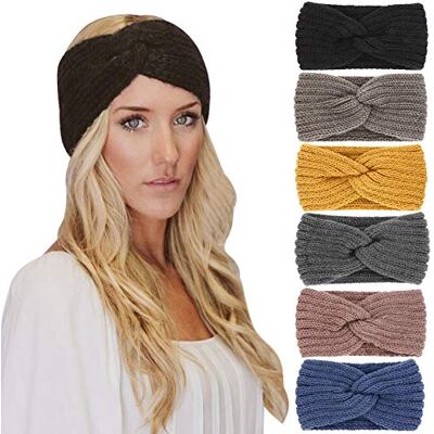 DRESHOW 6 Peças Bandolete Mulher Inverno Bandolete Cabeça Larga Cabelo Turbante Banda Acessório Cabelo para Mulher Meninas DRESHOW 6 Peças Bandolete Mulher Inverno Bandolete Cabeça Larga Cabelo Turbante Banda Acessório Cabelo para Mulher Meninas