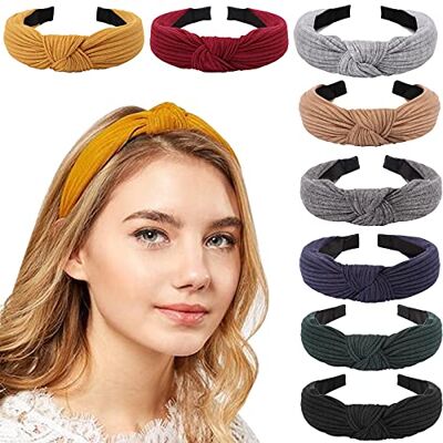 DRESHOW 8 peças faixas de cabelo largas diadema para mulher elástica turbante diadema de nó bandas diadema para mulheres para mulheres DRESHOW 8 peças faixas de cabelo largas diadema para mulher elástica turbante diadema de nó bandas diadema para mulheres para mulheres