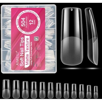 AIMEILI 504 pontas de gel para unhas de cobertura completa, 12 tamanhos de pontas de unhas quadradas de gel suave – 014 AIMEILI 504 pontas de gel para unhas de cobertura completa, 12 tamanhos de pontas de unhas quadradas de gel suave – 014