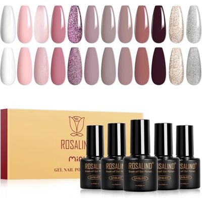 ROSALIND Esmaltes semipermanentes, 12 cores branco rosa roxo aveia castanho purpurpurinas ouro prata pinta-unhas semipermanentes, Soak Off UV/LED mini esmalte em gel primavera verão manicure presente ROSALIND Esmaltes semipermanentes, 12 cores branco rosa roxo aveia castanho purpurpurinas ouro prata pinta-unhas semipermanentes, Soak Off UV/LED mini esmalte em gel primavera verão manicure presente