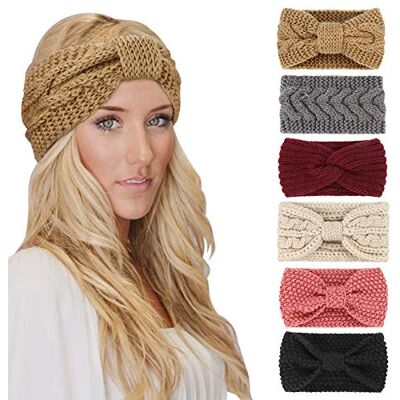 DRESHOW 6 Peças Bandolete Mulher Inverno Diadema Cabeça Larga Cabelo Turbante Banda Acessório Cabelo para Mulher Meninas DRESHOW 6 Peças Bandolete Mulher Inverno Diadema Cabeça Larga Cabelo Turbante Banda Acessório Cabelo para Mulher Meninas
