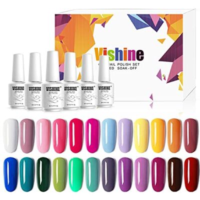 Vishine Esmalte de unhas gelinho de gel UV LED, 24 cores, kit de manicura para Nail Art, 8 ml, presente ideal Vishine Esmalte de unhas gelinho de gel UV LED, 24 cores, kit de manicura para Nail Art, 8 ml, presente ideal