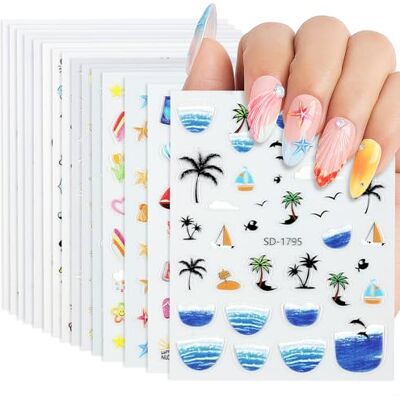 Nicedeco Autocolantes estrelas e mar autocolantes para unhas 15 folhas autocolante 5D Nail Art Stickers decoração autocolante autocolantes para decorações de unhas de bricolage Nicedeco Autocolantes estrelas e mar autocolantes para unhas 15 folhas autocolante 5D Nail Art Stickers decoração autocolante autocolantes para decorações de unhas de bricolage