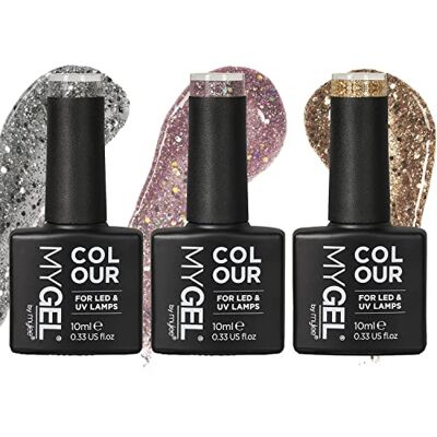 Mylee - MyGel The Glitters - 3x30 ml - Trio - Conjunto de verniz de gel para unhas Mylee - MyGel The Glitters - 3x30 ml - Trio - Conjunto de verniz de gel para unhas