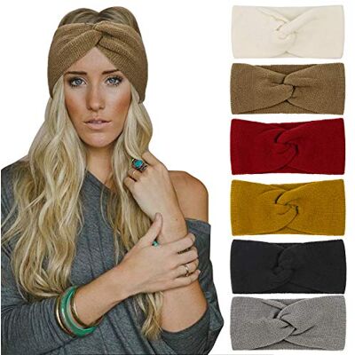 DRESHOW 6 Peças Bandolete Mulher Inverno Diadema Cabeça Larga Cabelo Turbante Banda Acessório Cabelo para Mulher Meninas DRESHOW 6 Peças Bandolete Mulher Inverno Diadema Cabeça Larga Cabelo Turbante Banda Acessório Cabelo para Mulher Meninas