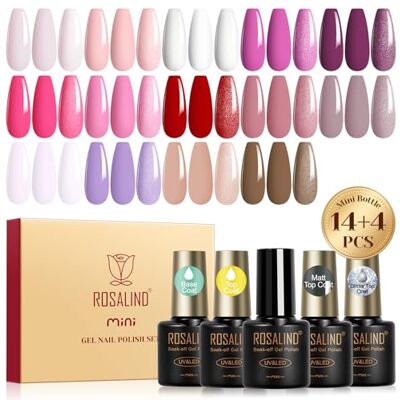 ROSALIND Vernizes semipermanentes para unhas, 18 peças rosa nude branco vermelho violeta castanho cores vernizes semipermanentes, UV LED vernizes de unhas semipermanentes Nail Art Manicure presente ROSALIND Vernizes semipermanentes para unhas, 18 peças rosa nude branco vermelho violeta castanho cores vernizes semipermanentes, UV LED vernizes de unhas semipermanentes Nail Art Manicure presente