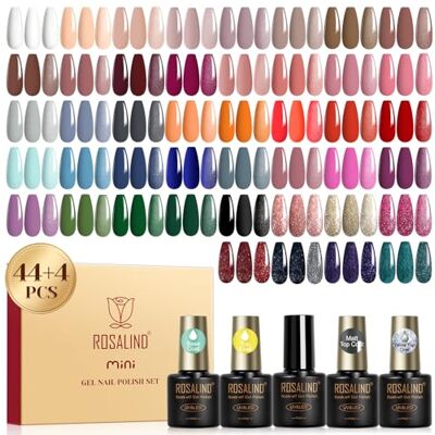 ROSALIND Vernizes semipermanentes para unhas, 48 peças, esmaltes semipermanentes para unhas castanho, vermelho, laranja, rosa, azul, verde, cinzento, cores UV/LED, vernizes semipermanentes de outono e ROSALIND Vernizes semipermanentes para unhas, 48 peças, esmaltes semipermanentes para unhas castanho, vermelho, laranja, rosa, azul, verde, cinzento, cores UV/LED, vernizes semipermanentes de outono e
