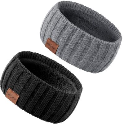 DRESHOW Bandolete de Tricô Quente para Mulher Aquecedores de Orelhas de Inverno Elásticos Diademas de Crochê Faixas Grossas com Forro Polar para o Cabelo de Lã DRESHOW Bandolete de Tricô Quente para Mulher Aquecedores de Orelhas de Inverno Elásticos Diademas de Crochê Faixas Grossas com Forro Polar para o Cabelo de Lã