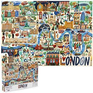 Bopster Puzzle de 1000 peças de Londres, ilustrado e de cartão 100 % reciclado, 70 x 50 cm e para todas as idades Bopster Puzzle de 1000 peças de Londres, ilustrado e de cartão 100 % reciclado, 70 x 50 cm e para todas as idades