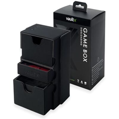 Vault X Caixa de jogo Exo-Tec, para 200 cartas colecionáveis com capas, com gaveta para uma carta e bandeja para acessórios (preto) Vault X Caixa de jogo Exo-Tec, para 200 cartas colecionáveis com capas, com gaveta para uma carta e bandeja para acessórios (preto)