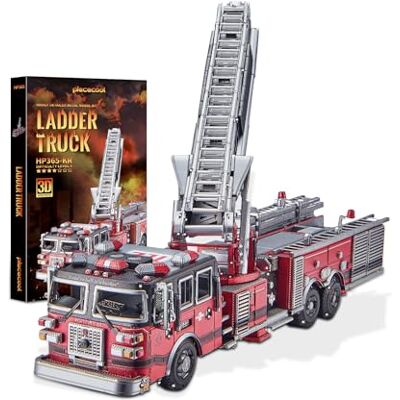 Piececool Kits de modelo de metal para adultos, quebra-cabeças 3D de camião escada, 354 peças, artesanato para montar um mesmo, presentes de aniversário e Natal para adolescentes Piececool Kits de modelo de metal para adultos, quebra-cabeças 3D de camião escada, 354 peças, artesanato para montar um mesmo, presentes de aniversário e Natal para adolescentes