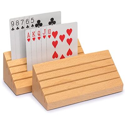 Yellow Mountain Imports Suportes / porta-cartas de madeira de faia maciça de tamanho padrão conjunto de 2 organizadores de cartas 2 soportes de haya maciza con 4 ranuras de altura creciente; 15,2 x 5,8 x 5,8 cm cada uno, 40 cartas. Yellow Mountain Imports Suportes / porta-cartas de madeira de faia maciça de tamanho padrão conjunto de 2 organizadores de cartas 2 soportes de haya maciza con 4 ranuras de altura creciente; 15,2 x 5,8 x 5,8 cm cada uno, 40 cartas.