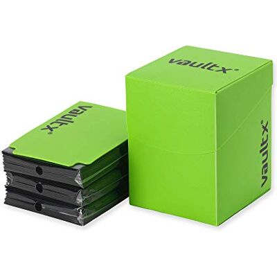 Vault X Caixa para caixa de aço padrão grande com 150 capas pretas, para 100 cartas colecionáveis com capas (verde) Vault X Caixa para caixa de aço padrão grande com 150 capas pretas, para 100 cartas colecionáveis com capas (verde)
