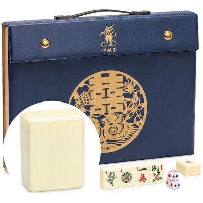 Yellow Mountain Imports YMI Bleau Fontaine Chinese Mahjong Set, Blue Case 146 fichas melamina, 3 dados, indicador vento, instruções inglês, estojo vinil; algarismos arábicos; apenas jogo chinês. Yellow Mountain Imports YMI Bleau Fontaine Chinese Mahjong Set, Blue Case 146 fichas melamina, 3 dados, indicador vento, instruções inglês, estojo vinil; algarismos arábicos; apenas jogo chinês.