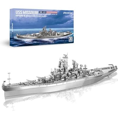 Piececool Puzzle 3D Maquete de metal, navio de guerra Missouri navios de guerra puzzles 3D casacos para montar, casacos para construir adultos e adolescentes Piececool Puzzle 3D Maquete de metal, navio de guerra Missouri navios de guerra puzzles 3D casacos para montar, casacos para construir adultos e adolescentes