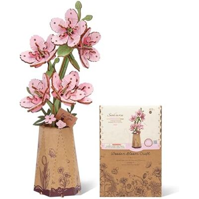 ROBOTIME Quebra-cabeças de flores de madeira 3D Sakura, quebra-cabeças de floração artificial, kits de modelo para adultos para montar, conjunto de artesanato DIY, para o dia dos namorados, dia da ROBOTIME Quebra-cabeças de flores de madeira 3D Sakura, quebra-cabeças de floração artificial, kits de modelo para adultos para montar, conjunto de artesanato DIY, para o dia dos namorados, dia da