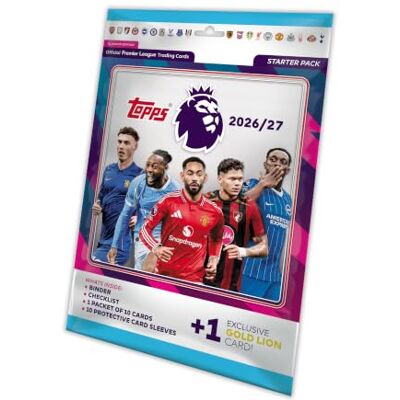 Topps Flagship Premier League 2026/27 Pacote de iniciação online Contém uma pasta de coleção, uma lista de verificação, capas para cartões e 32 cartões. Topps Flagship Premier League 2026/27 Pacote de iniciação online Contém uma pasta de coleção, uma lista de verificação, capas para cartões e 32 cartões.