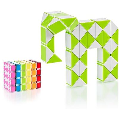 CUBIDI Serpente mágica com blocos Jogos de quebra-cabeças presentes de aniversário para crianças escola unissexo Pequenos presentes para adultos verde 48 blocos Tamanho do bloco 24 mm x 17 Juguete rompecabezas antiestrés, sin pilas ni electr CUBIDI Serpente mágica com blocos Jogos de quebra-cabeças presentes de aniversário para crianças escola unissexo Pequenos presentes para adultos verde 48 blocos Tamanho do bloco 24 mm x 17 Juguete rompecabezas antiestrés, sin pilas ni electr