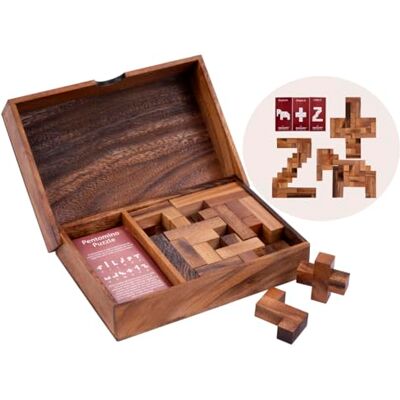 Engelhart Pentominho duplo de madeira Quebra-cabeças ecológico 2 jogadores Peças Puzzle 3D Cartões de desafios Caixa de armazenamento de madeira 7 anos e mais Engelhart Pentominho duplo de madeira Quebra-cabeças ecológico 2 jogadores Peças Puzzle 3D Cartões de desafios Caixa de armazenamento de madeira 7 anos e mais