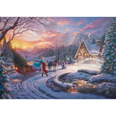 Schmidt Spiele 58035 Thomas Kinkade, Disney, Cinderela, Cinderela, Bringing Home for Christmas, puzzle de 1000 peças Schmidt Spiele 58035 Thomas Kinkade, Disney, Cinderela, Cinderela, Bringing Home for Christmas, puzzle de 1000 peças