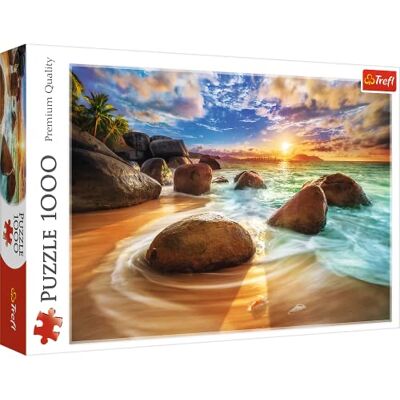 Trefl , Puzzle, praia Samudra, Índia, 1000 peças, vista para a praia, pôr-do-sol, praia, ásia, sol, quebra-cabeças DIY, passatempo criativo, presente, diversão Trefl , Puzzle, praia Samudra, Índia, 1000 peças, vista para a praia, pôr-do-sol, praia, ásia, sol, quebra-cabeças DIY, passatempo criativo, presente, diversão