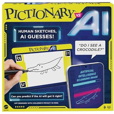 Mattel Games Pictionary vs. AI Jogo familiar para crianças e adultos e noite de jogos com inteligência artificial para 2 e 4 jogadores, versão em inglês, Mattel Games Pictionary vs. AI Jogo familiar para crianças e adultos e noite de jogos com inteligência artificial para 2 e 4 jogadores, versão em inglês,
