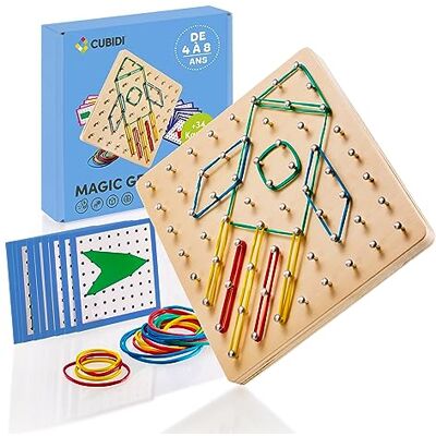 CUBIDI ® Geobard de madeira Montessori com borracha elástica. Geoplanos para crianças para treinar a motocicleta fina e promover o pensamento espacial com 34 cartões de atividade. CUBIDI ® Geobard de madeira Montessori com borracha elástica. Geoplanos para crianças para treinar a motocicleta fina e promover o pensamento espacial com 34 cartões de atividade.