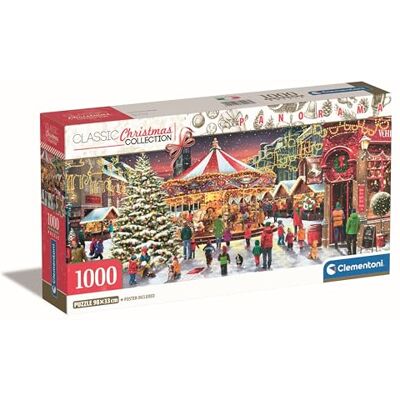 Clementoni Christmas Village, puzzle panorama de 1000 peças para adultos e crianças de 14 anos, caixa compacta, conjunto de habilidade para toda a família, fabricado na Itália Clementoni Christmas Village, puzzle panorama de 1000 peças para adultos e crianças de 14 anos, caixa compacta, conjunto de habilidade para toda a família, fabricado na Itália