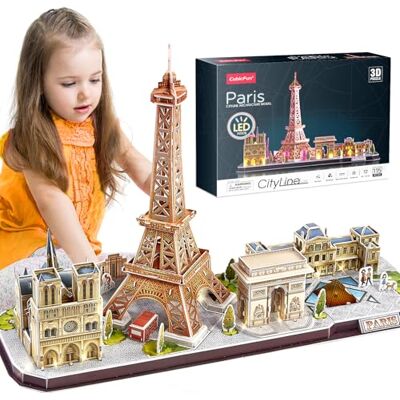CubicFun Puzzle 3D LED Paris Cityline, maquetes para construir, quebra-cabeças em 3D, kits de construção de iluminação para adultos, para crianças 8+, Torre Eiffel, Notre Dame de Paris, O Louvre, Arco Kit de Construcción Iluminado para Niños de 8+ y Adu CubicFun Puzzle 3D LED Paris Cityline, maquetes para construir, quebra-cabeças em 3D, kits de construção de iluminação para adultos, para crianças 8+, Torre Eiffel, Notre Dame de Paris, O Louvre, Arco Kit de Construcción Iluminado para Niños de 8+ y Adu