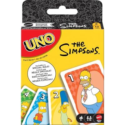 Mattel UNO Jogo de cartas dos Simpsons para crianças, adultos e noites familiares, festas, viagens e campismo, brinquedo colecionável inspirado na série Mattel UNO Jogo de cartas dos Simpsons para crianças, adultos e noites familiares, festas, viagens e campismo, brinquedo colecionável inspirado na série