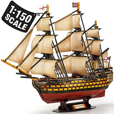 CubicFun Puzzle 3D de grande tamanho barco HMS Victory para adultos e adolescentes Maquete de barco para construir, atividade de montagem para adultos e adolescentes, modelo decorativo CubicFun Puzzle 3D de grande tamanho barco HMS Victory para adultos e adolescentes Maquete de barco para construir, atividade de montagem para adultos e adolescentes, modelo decorativo