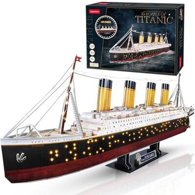 CubicFun Puzzle 3D Titanic LED Grande Maquetes de Barcos Brinquedos Lembranças Presentes Originais para Adultos e Adolescentes, 266 Peças CubicFun Puzzle 3D Titanic LED Grande Maquetes de Barcos Brinquedos Lembranças Presentes Originais para Adultos e Adolescentes, 266 Peças