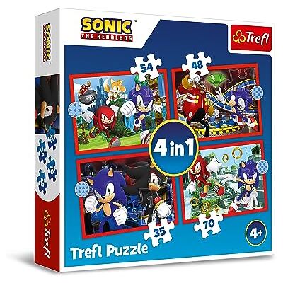 Trefl The Hedgehog, aventuras 1, 35 a 70 elementos quebra-cabeças coloridos com personagens do jogo Sonic, diferentes níveis de dificuldade, para crianças a partir de 4 anos, , multicolorido Trefl The Hedgehog, aventuras 1, 35 a 70 elementos quebra-cabeças coloridos com personagens do jogo Sonic, diferentes níveis de dificuldade, para crianças a partir de 4 anos, , multicolorido