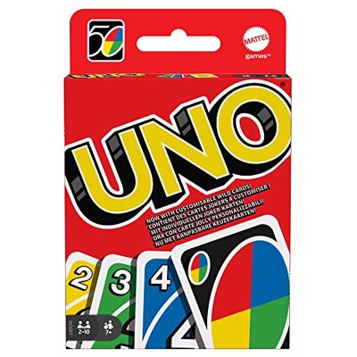 Mattel UNO Original Jogo de Cartas Familiar Clássico Baralho Multicolor de 112 Cartas De 2 a 10 Jogadores para Crianças e Adultos Presente para 7+ Anos, Clásico juego UNO de colores y números para niños, adolescentes y noches de juego en familia Mattel UNO Original Jogo de Cartas Familiar Clássico Baralho Multicolor de 112 Cartas De 2 a 10 Jogadores para Crianças e Adultos Presente para 7+ Anos, Clásico juego UNO de colores y números para niños, adolescentes y noches de juego en familia