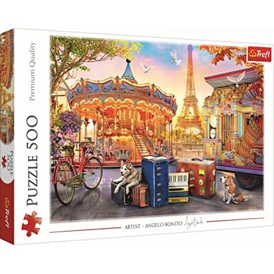 Trefl Férias em Paris Puzzle 500 peças parque de diversões, cães, França, quebra-cabeças modernas DIY, diversão, quebra-cabeças clássicos para adultos e crianças a partir de 10 anos Trefl Férias em Paris Puzzle 500 peças parque de diversões, cães, França, quebra-cabeças modernas DIY, diversão, quebra-cabeças clássicos para adultos e crianças a partir de 10 anos