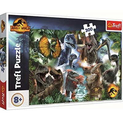 Trefl Jurassic World Dominion, dinossauros favoritos, puzzle de 300 peças, quebra-cabeças com dinossauros, parque jurássico, entretenimento criativo, diversão para crianças a partir dos 8 anos Trefl Jurassic World Dominion, dinossauros favoritos, puzzle de 300 peças, quebra-cabeças com dinossauros, parque jurássico, entretenimento criativo, diversão para crianças a partir dos 8 anos