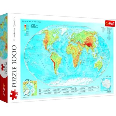 Trefl , Puzzle, mapa físico do mundo, de 1000 peças, mapa, mundo, continente, oceano, educação, quebra-cabeças DIY, passatempo criativo, presente, diversão Trefl , Puzzle, mapa físico do mundo, de 1000 peças, mapa, mundo, continente, oceano, educação, quebra-cabeças DIY, passatempo criativo, presente, diversão