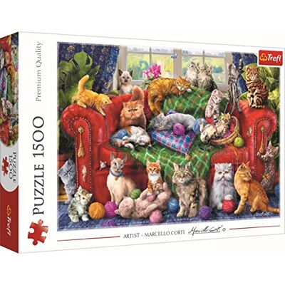 Trefl Gatinhos no sofá Quebra-cabeças 1500 peças gatos, quebra-cabeças DIY moderno, entretenimento criativo, quebra-cabeças clássicos com animais, para adultos e crianças a partir de 12 anos Trefl Gatinhos no sofá Quebra-cabeças 1500 peças gatos, quebra-cabeças DIY moderno, entretenimento criativo, quebra-cabeças clássicos com animais, para adultos e crianças a partir de 12 anos