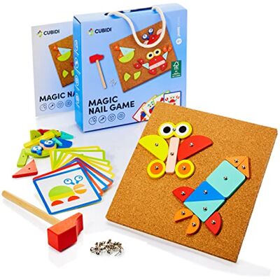 CUBIDI Martelo de brincar criativo Montessori, brinquedos de madeira para artesanato para crianças e meninas. Jogos de tabuleiro para crianças para desenvolver a criatividade e as habilidades motoras CUBIDI Martelo de brincar criativo Montessori, brinquedos de madeira para artesanato para crianças e meninas. Jogos de tabuleiro para crianças para desenvolver a criatividade e as habilidades motoras