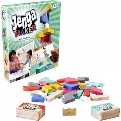 Hasbro Jenga Maker, blocos de madeira, jogo de torre empilhável, jogo para crianças de 8 anos ou mais, jogo para 2-6 jogadores Hasbro Jenga Maker, blocos de madeira, jogo de torre empilhável, jogo para crianças de 8 anos ou mais, jogo para 2-6 jogadores