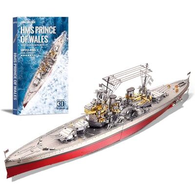 Piececool Puzzle 3D Maquete de metal, encoraçado príncipe de Gales navios de guerra puzzles 3D casacos de equitação, casacos para construir adultos e adolescentes Piececool Puzzle 3D Maquete de metal, encoraçado príncipe de Gales navios de guerra puzzles 3D casacos de equitação, casacos para construir adultos e adolescentes