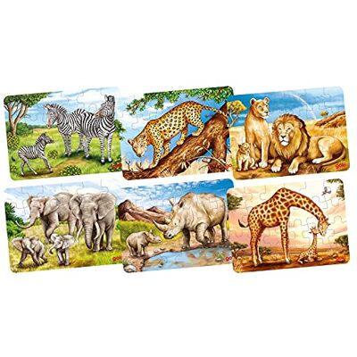 Goki Minipuzzle animais africanos puzzles de madeira, multicolorido () Goki Minipuzzle animais africanos puzzles de madeira, multicolorido ()