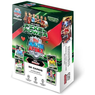 Topps Match Attax UCC 2026/27 Booster Tin 3 (Pixel Power) Cada Booster Tin contém 36 cartas, incluindo quatro cartas exclusivas Age of Heroes de edição limitada. Topps Match Attax UCC 2026/27 Booster Tin 3 (Pixel Power) Cada Booster Tin contém 36 cartas, incluindo quatro cartas exclusivas Age of Heroes de edição limitada.
