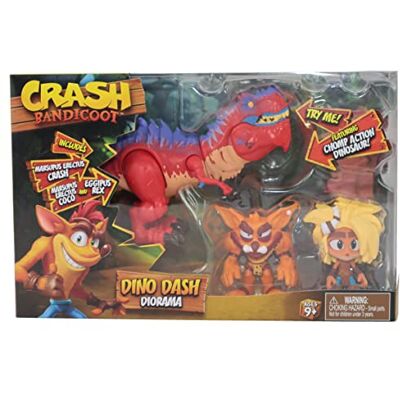 BANDAI Crash Bandicoot Dino Dash Diorama Jogo com 2 figuras colecionáveis de 6 cm e brinquedo Chomp baseado em videojogos, grandes brinquedos BANDAI Crash Bandicoot Dino Dash Diorama Jogo com 2 figuras colecionáveis de 6 cm e brinquedo Chomp baseado em videojogos, grandes brinquedos