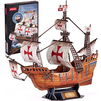CubicFun Puzzle 3D Santa María Barco, maquetes kits de construção modelo realista para crianças e adultos, 204 peças Kit de Construcción con Modelo Realista, Adecuado para Niños y Adultos CubicFun Puzzle 3D Santa María Barco, maquetes kits de construção modelo realista para crianças e adultos, 204 peças Kit de Construcción con Modelo Realista, Adecuado para Niños y Adultos