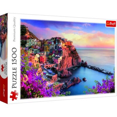 Trefl , Puzzle, Vista de Manarola, de 1500 peças, paisagem, Itália, Cinque Terre, férias, vista romântica, para adultos e crianças a partir de 12 anos Trefl , Puzzle, Vista de Manarola, de 1500 peças, paisagem, Itália, Cinque Terre, férias, vista romântica, para adultos e crianças a partir de 12 anos