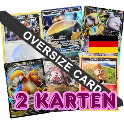 Pokémon Conjunto de cartas alemãs para colecionáveis Pokemon Jumbo, 2 unidades, aleatório V/vmax/holo/ex/gx/jumbo tamanho grande, XXL Pokémon Conjunto de cartas alemãs para colecionáveis Pokemon Jumbo, 2 unidades, aleatório V/vmax/holo/ex/gx/jumbo tamanho grande, XXL