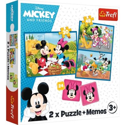 Trefl Disney, Conheça as personagens da Disney 3 em 1: 2 puzzles + jogo de memória, quebra-cabeças com personagens de contos de fadas, 30 e 48 peças, 24 memórias, Mickey Mouse Trefl Disney, Conheça as personagens da Disney 3 em 1: 2 puzzles + jogo de memória, quebra-cabeças com personagens de contos de fadas, 30 e 48 peças, 24 memórias, Mickey Mouse