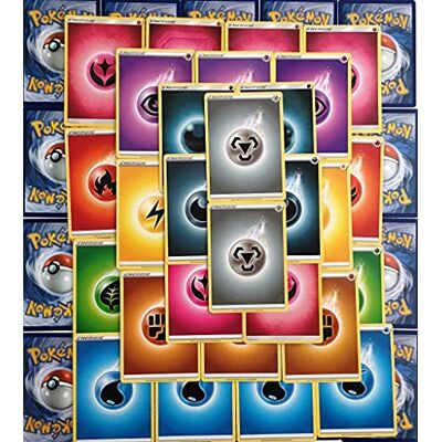 Pokémon Pokemon Conjunto de 100 cartões de energia base, todos os 9 cartões de energia, conjunto de mistura alemão Pokémon Pokemon Conjunto de 100 cartões de energia base, todos os 9 cartões de energia, conjunto de mistura alemão
