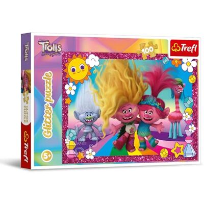Trefl Trolls Band Together, Trolls Brilhantes, puzzle brilhante 100 peças, quebra-cabeças brilhantes com pônis, entretenimento criativo lazer para crianças a partir de 5 anos Trefl Trolls Band Together, Trolls Brilhantes, puzzle brilhante 100 peças, quebra-cabeças brilhantes com pônis, entretenimento criativo lazer para crianças a partir de 5 anos